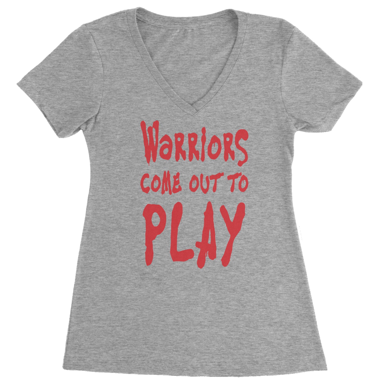 Warriors Come Out To Play  Ladies V-Neck T-shirt Heather Grey