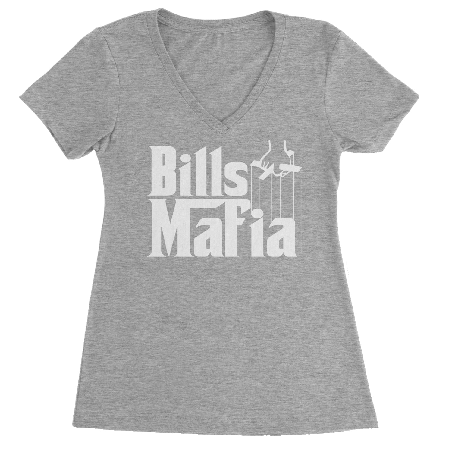 Mafia Bills Mafia Godfather Ladies V-Neck T-shirt Heather Grey