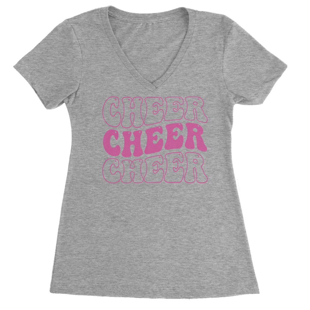 Cheer Cheer Cheer Ladies V-Neck T-shirt Heather Grey