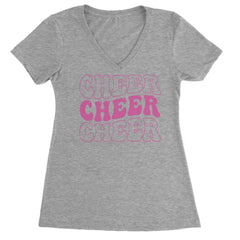 Cheer Cheer Cheer Ladies V-Neck T-shirt Heather Grey