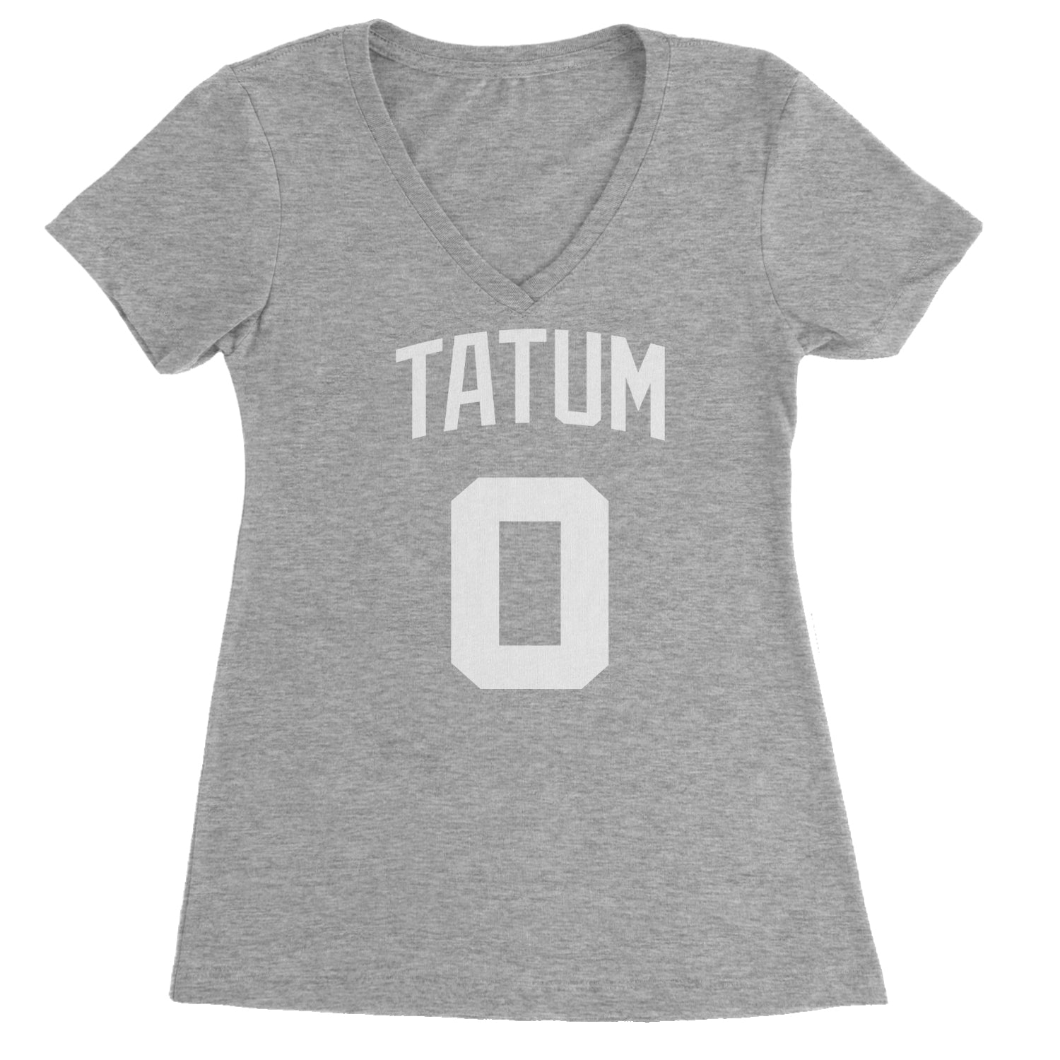 Tatum #0 Boston Basketball Ladies V-Neck T-shirt Heather Grey