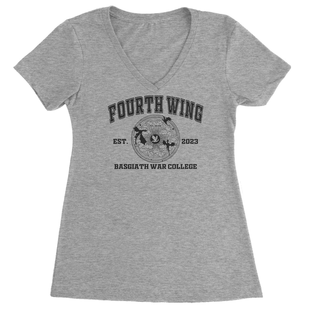 Fourth Wing Basgiath War College Ladies V-Neck T-shirt Heather Grey