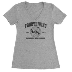 Fourth Wing Basgiath War College Ladies V-Neck T-shirt Heather Grey