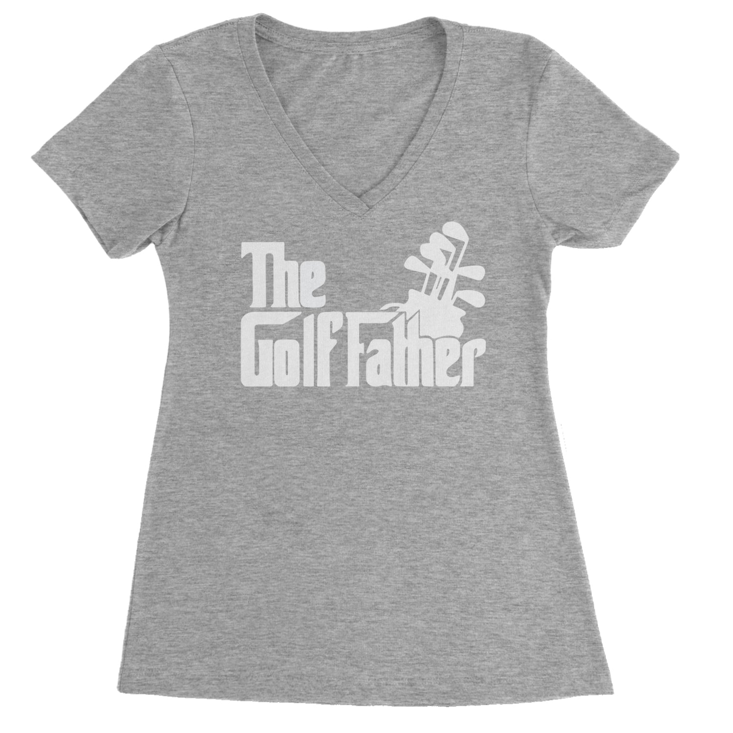 The Golf Father Golfing Dad  Ladies V-Neck T-shirt Heather Grey