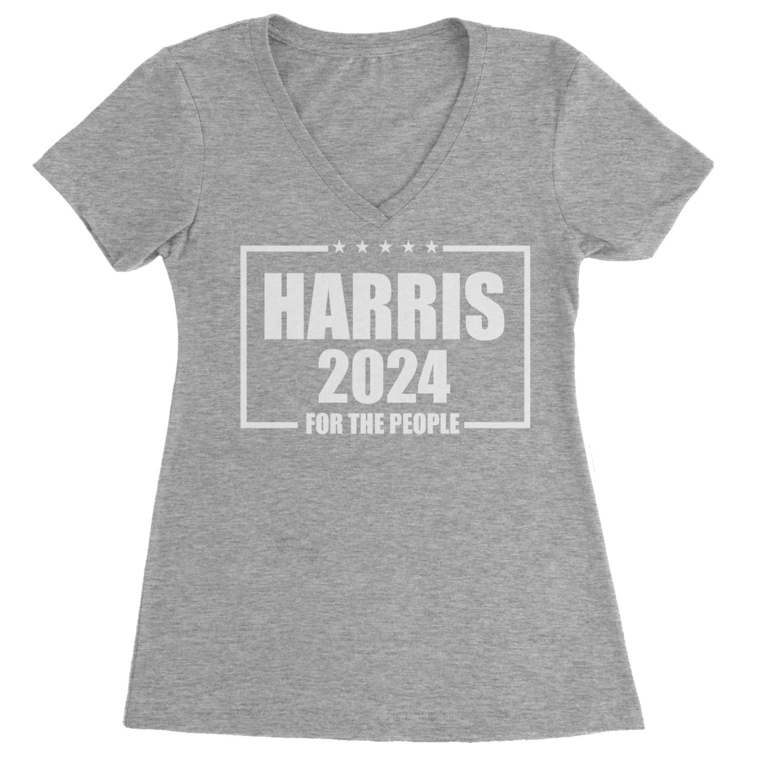 Harris 2024 - Vote For Kamala For President Ladies V-Neck T-shirt Heather Grey