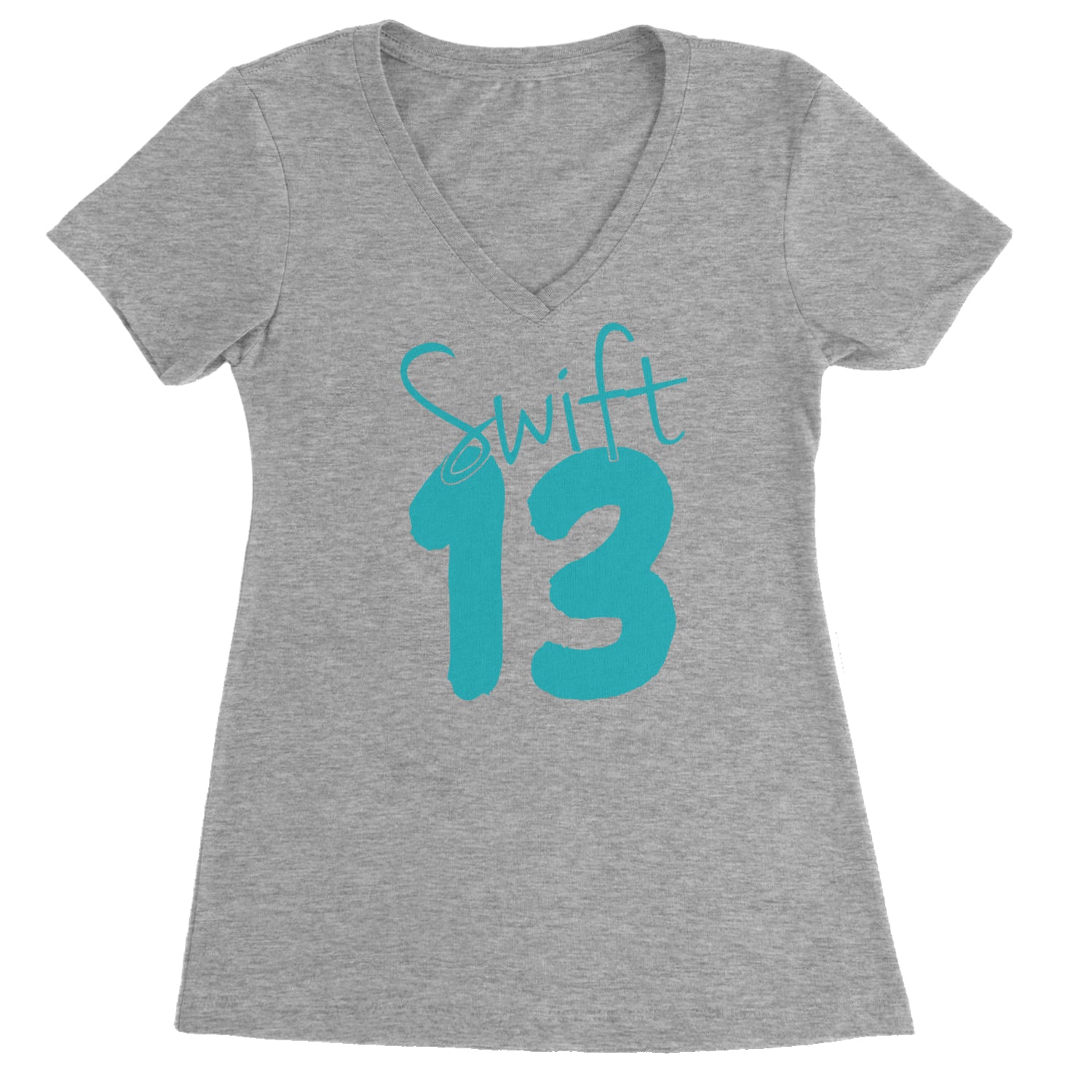 13 Swift 13 Lucky Number Era TTPD Ladies V-Neck T-shirt Heather Grey