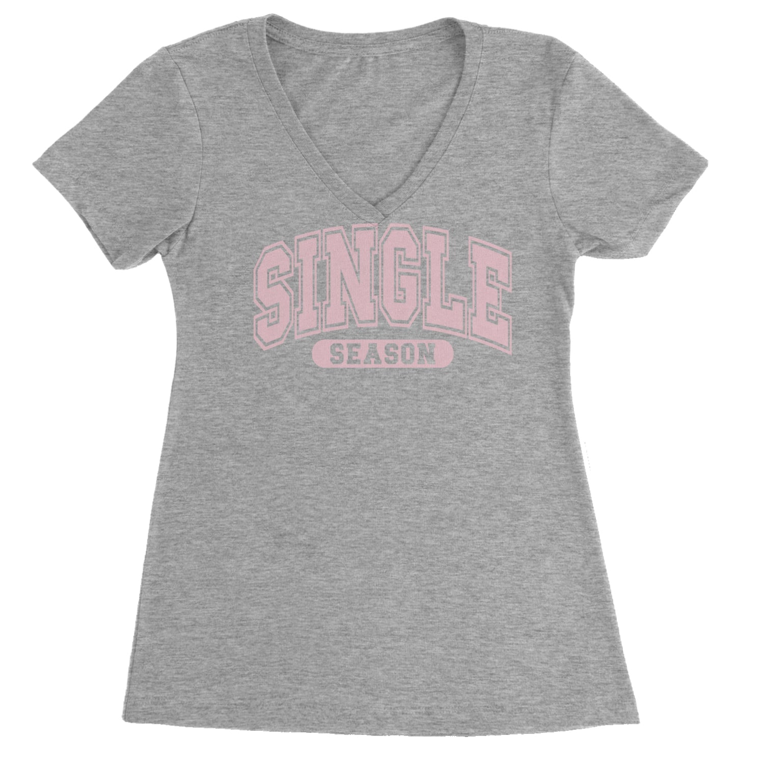 Single Season Valentine's Day Ladies V-Neck T-shirt Heather Grey