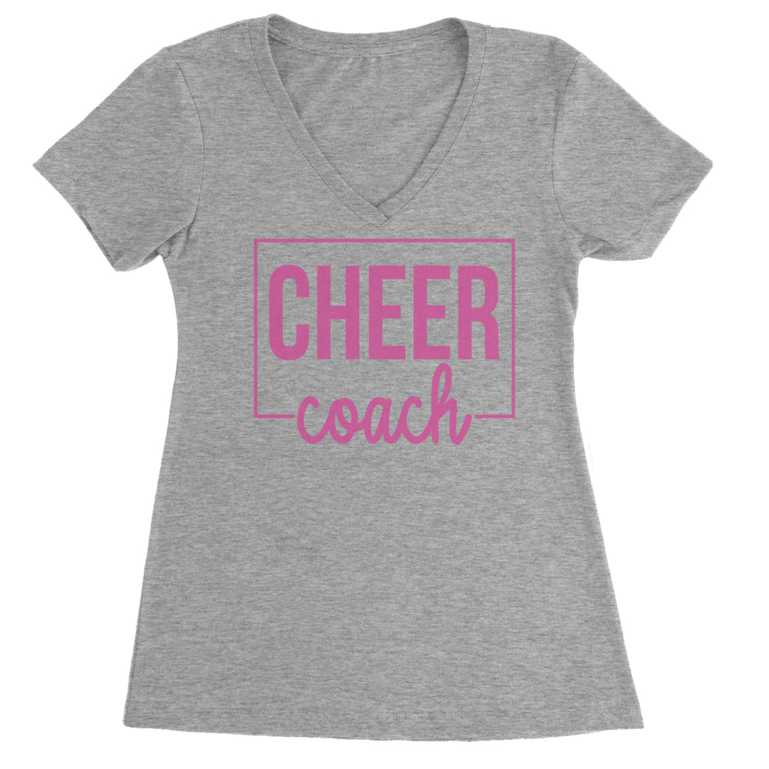 Cheer Coach Cheerleader Ladies V-Neck T-shirt Heather Grey