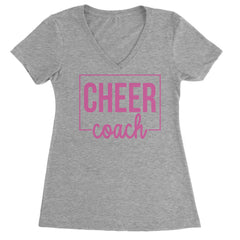 Cheer Coach Cheerleader Ladies V-Neck T-shirt Heather Grey