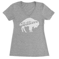 Billieve Bills Mafia Ladies V-Neck T-shirt Heather Grey