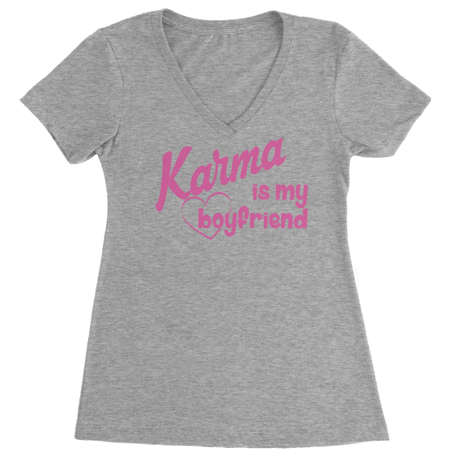 Karma Is My Boyfriend Midnight Eras  Ladies V-Neck T-shirt Heather Grey