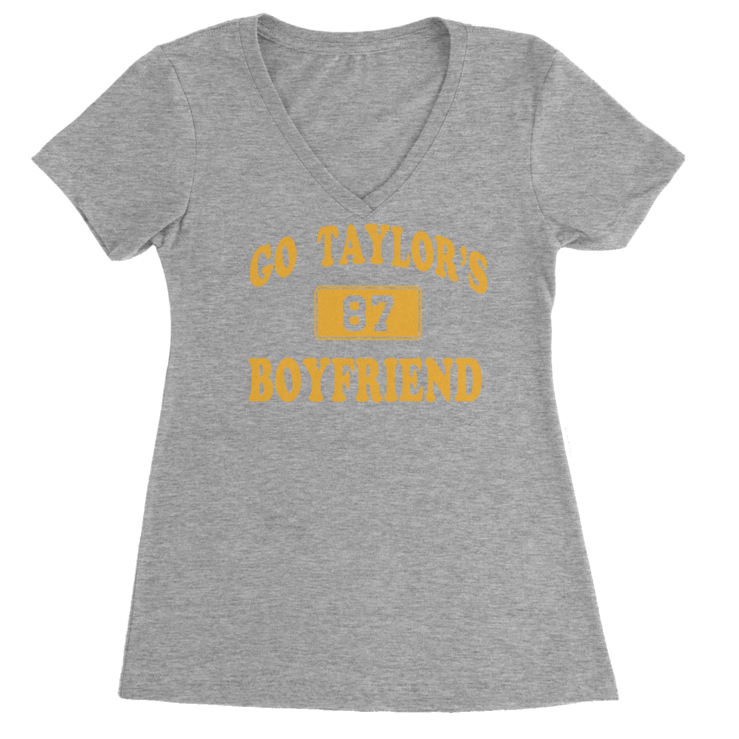 Go Taylor's Boyfriend Kansas City Ladies V-Neck T-shirt Heather Grey