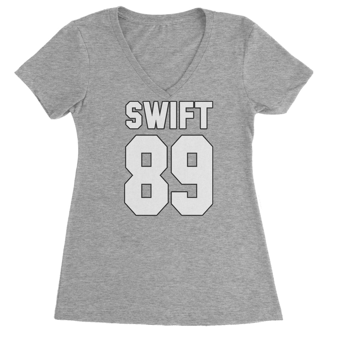 Swift 89 Birth Year Music Fan Era Poets Department Lover Ladies V-Neck T-shirt Heather Grey