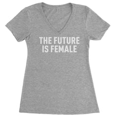The Future Is Female Feminism  Ladies V-Neck T-shirt Heather Grey