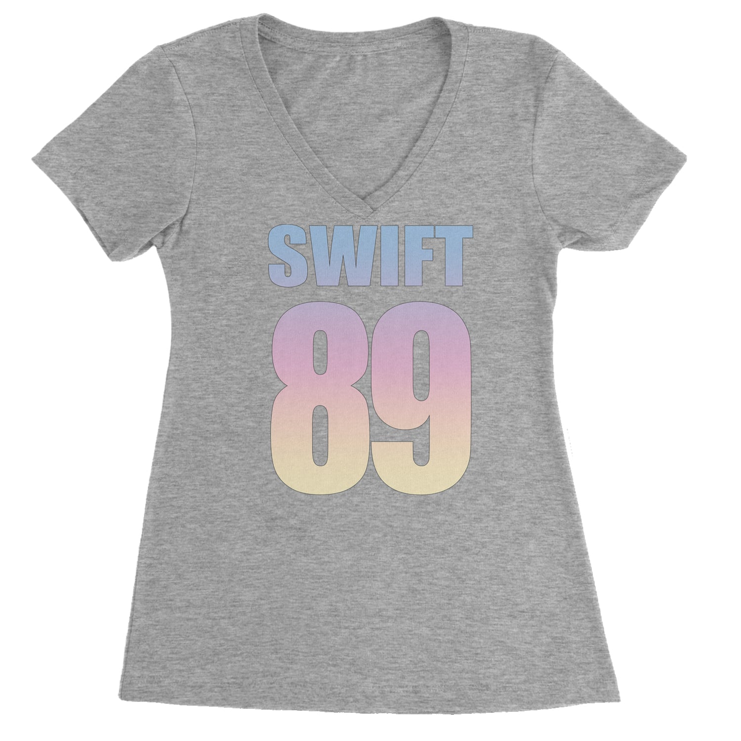 Lover Era Swift 89 Birth Year Music Fan TTPD Ladies V-Neck T-shirt Heather Grey