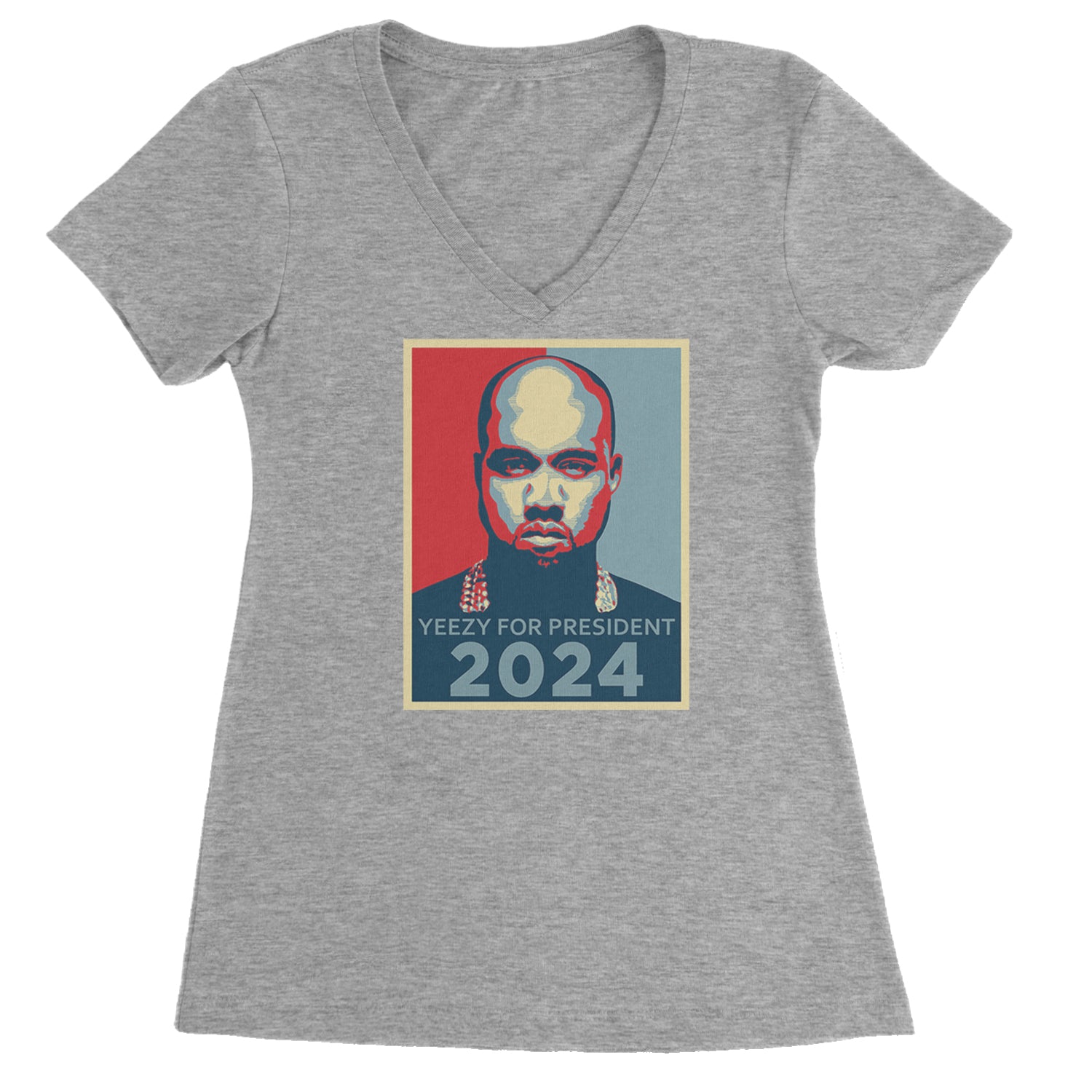 Yeezus For President Vote for Ye Ladies V-Neck T-shirt Heather Grey
