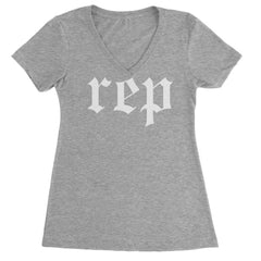 REP Reputation Eras Music Lover Gift Fan Favorite Ladies V-Neck T-shirt Heather Grey