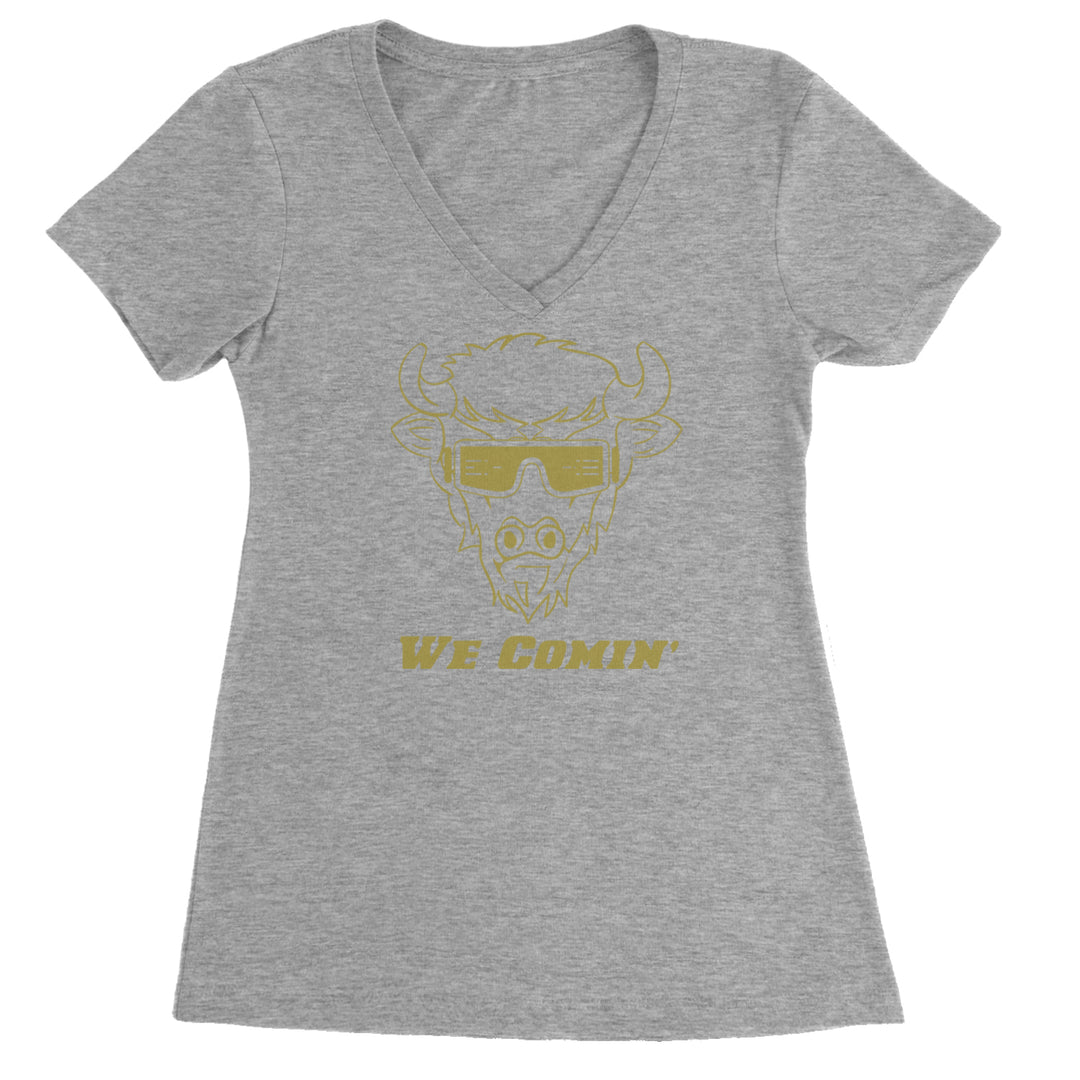 We Coming Coach Prime Colorado Ladies V-Neck T-shirt Heather Grey