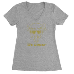 We Coming Coach Prime Colorado Ladies V-Neck T-shirt Heather Grey