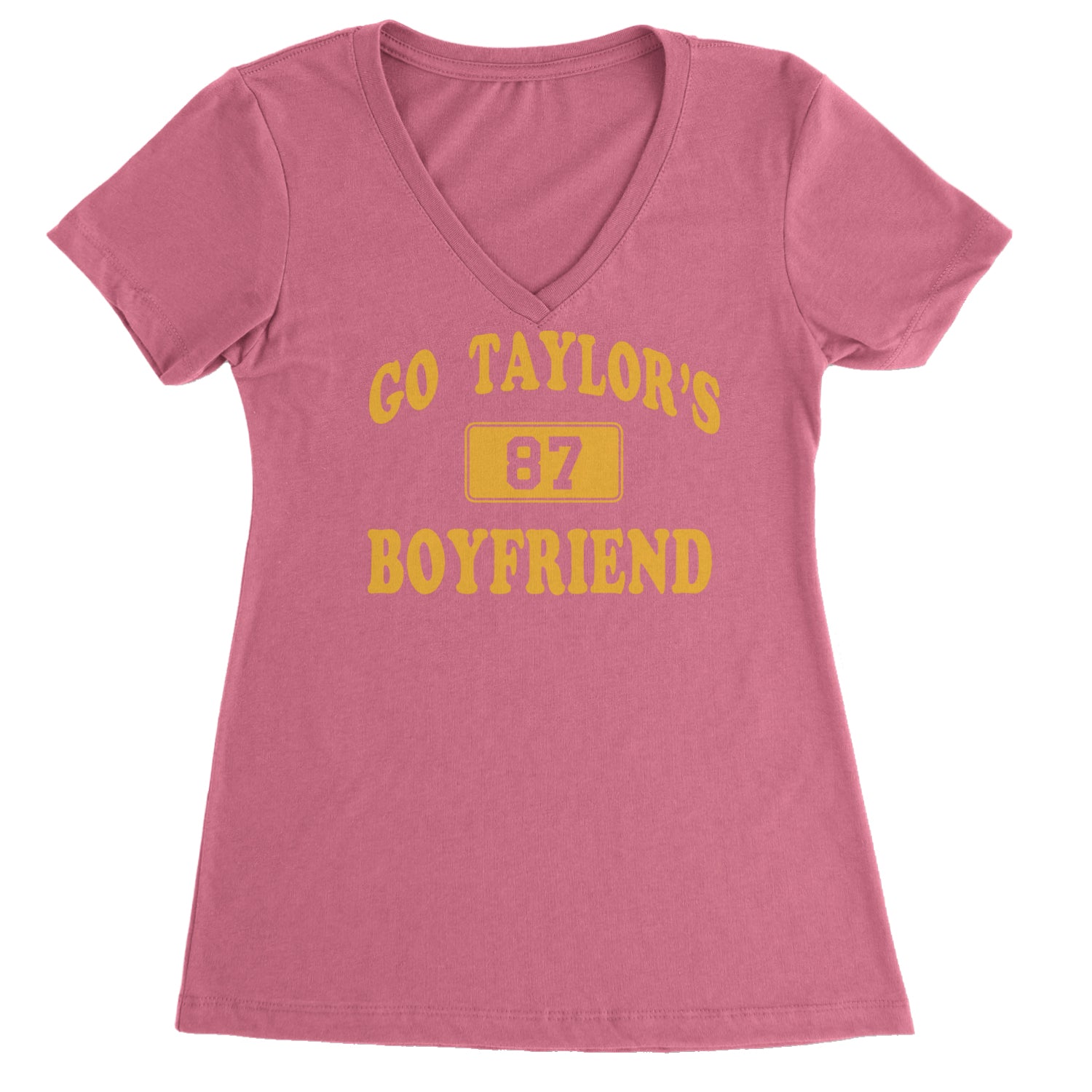 Go Taylor's Boyfriend Kansas City Ladies V-Neck T-shirt Hot Pink