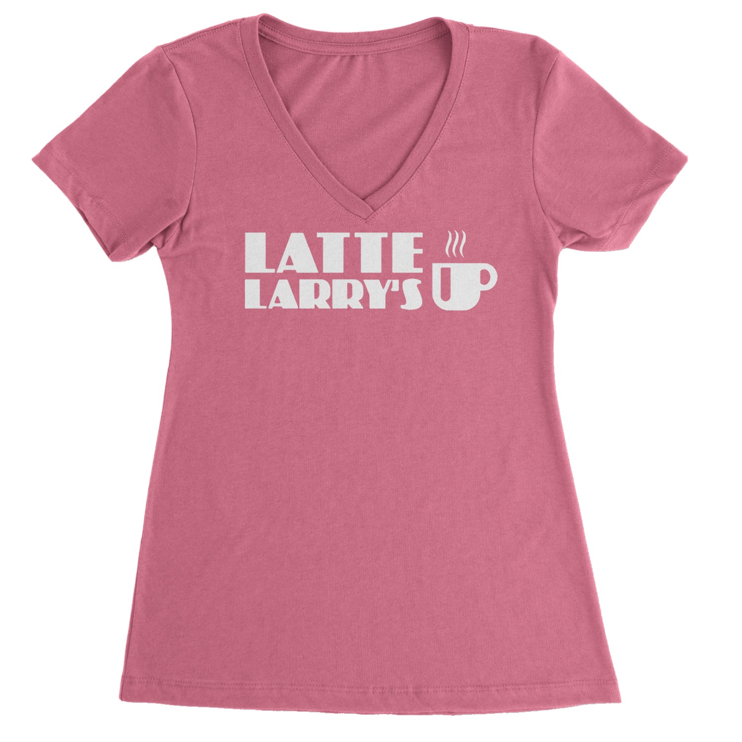 Latte Larry's Enthusiastic Coffee Ladies V-Neck T-shirt Hot Pink
