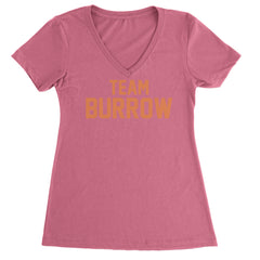 Team Burrow Cincinnati Ladies V-Neck T-shirt Hot Pink
