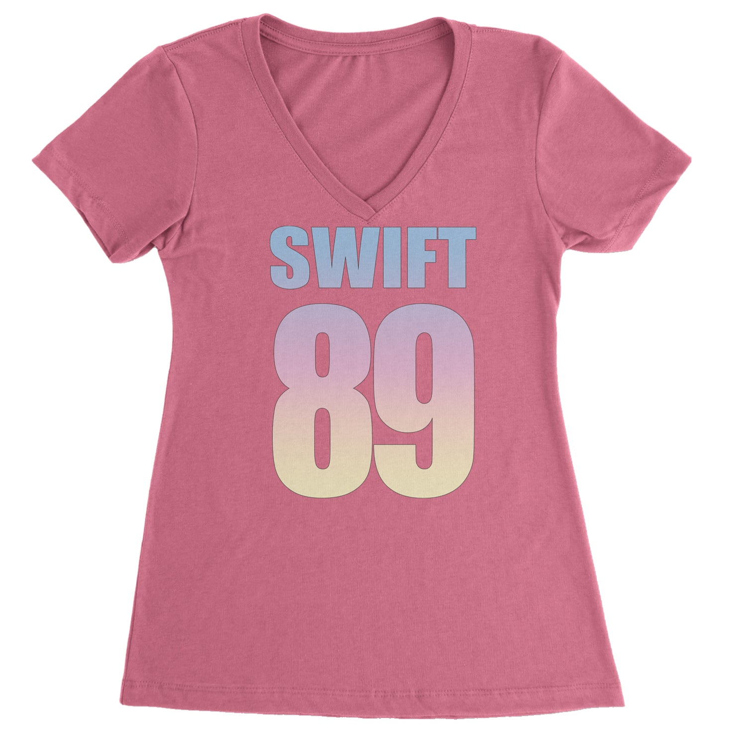 Lover Era Swift 89 Birth Year Music Fan TTPD Ladies V-Neck T-shirt Hot Pink