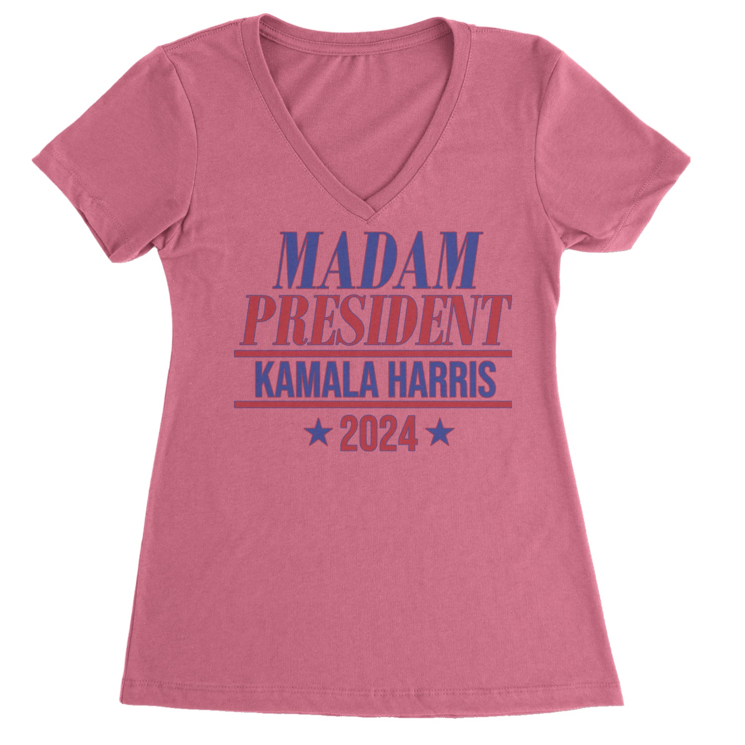 Madam President - Support kamala Harris For President 2024 Ladies V-Neck T-shirt Hot Pink