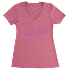 Cheer Cheer Cheer Ladies V-Neck T-shirt Hot Pink