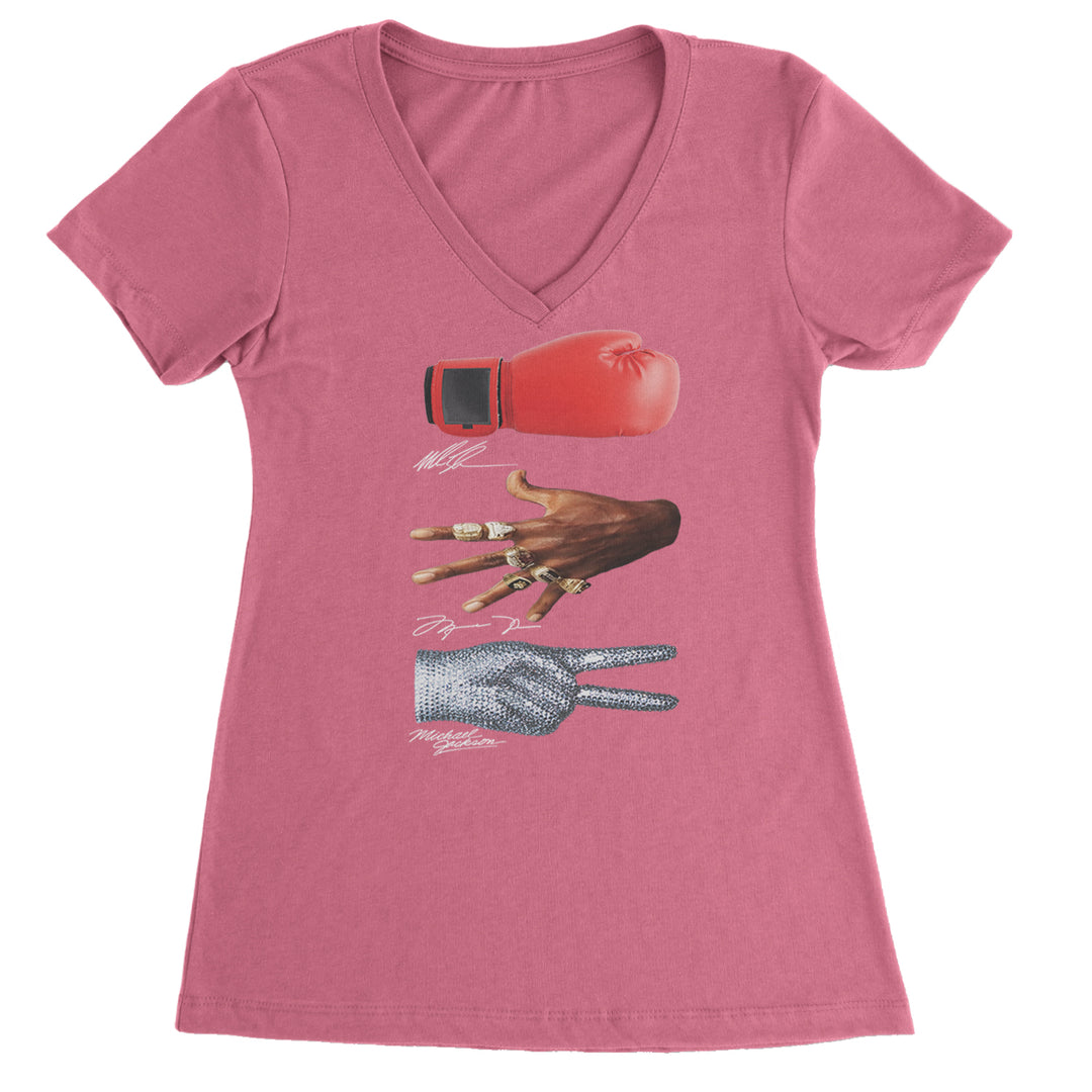 Tyson Jordan Jackson Iconic Michaels Ladies V-Neck T-shirt Hot Pink