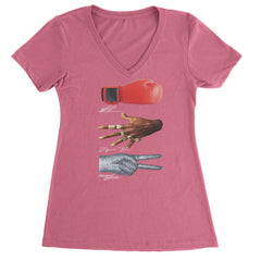 Tyson Jordan Jackson Iconic Michaels Ladies V-Neck T-shirt Hot Pink