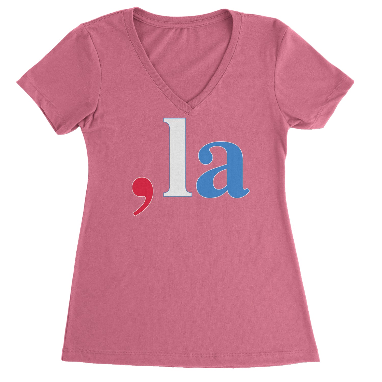 Comma-La - Support Kamala Harris For President 2024 Ladies V-Neck T-shirt Hot Pink