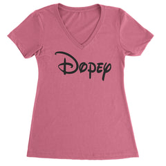 Dopey - 7 Dwarfs Costume Ladies V-Neck T-shirt Hot Pink