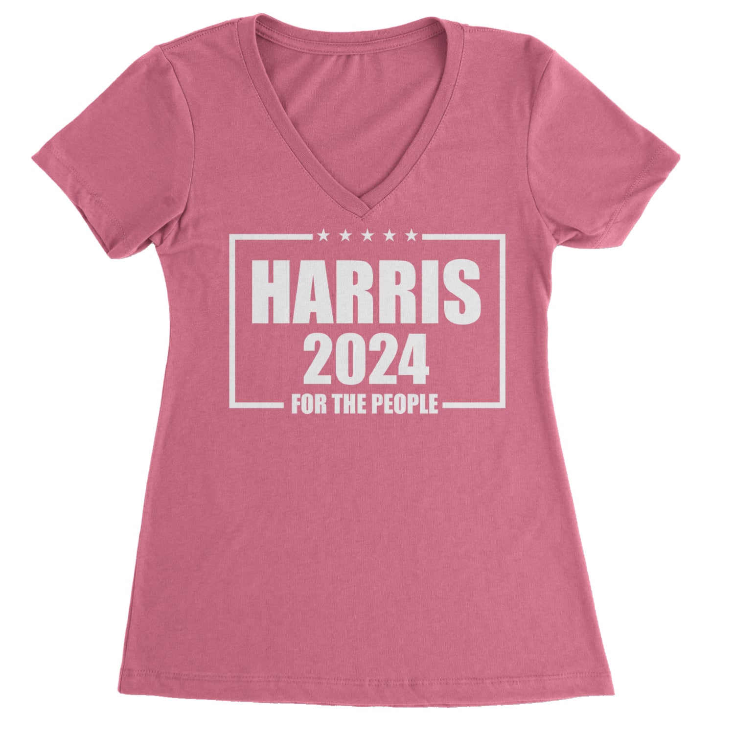 Harris 2024 - Vote For Kamala For President Ladies V-Neck T-shirt Hot Pink