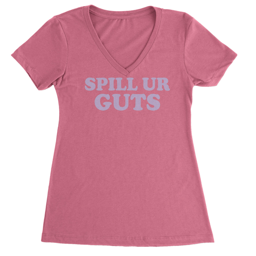 Spill Ur Guts Music Ladies V-Neck T-shirt Hot Pink