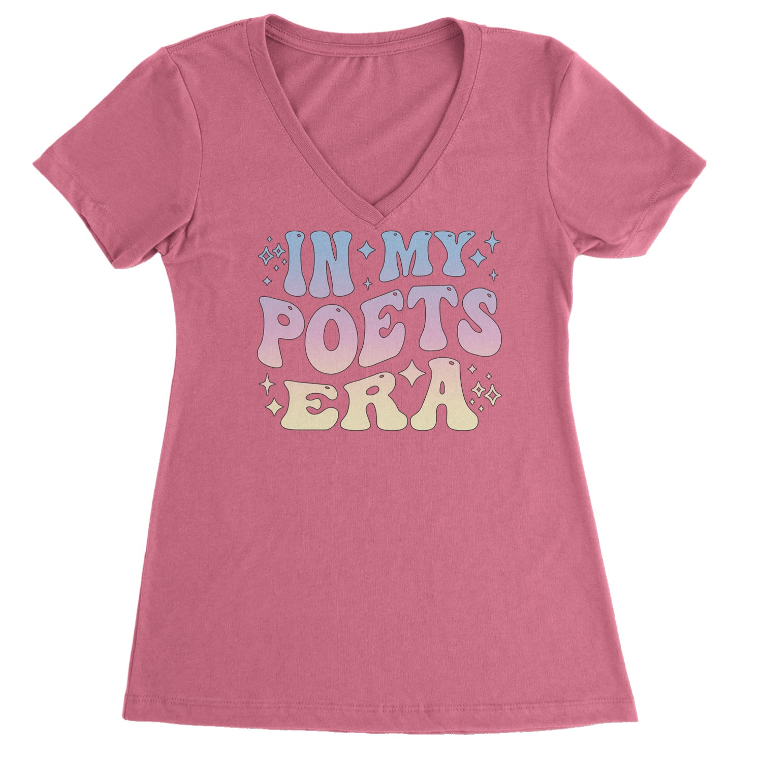 In My Poet Era Tie Dye TTPD Music Ladies V-Neck T-shirt Hot Pink