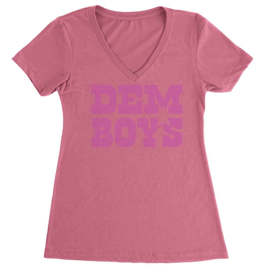 Dem Boys Hot Pink Dallas  Ladies V-Neck T-shirt Hot Pink