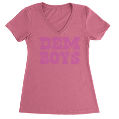Dem Boys Hot Pink Dallas  Ladies V-Neck T-shirt Hot Pink