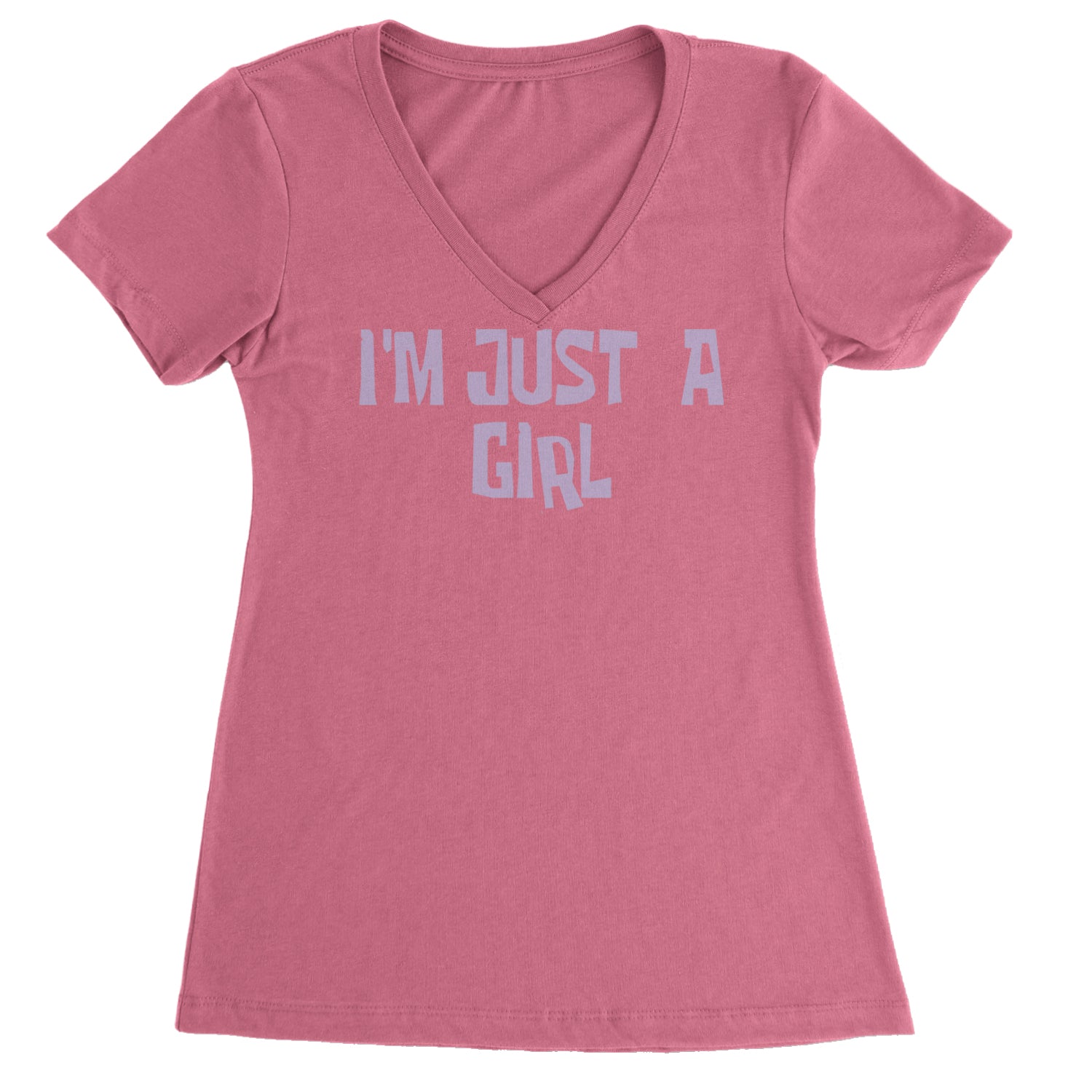 I'm Just A Girl Guts Music Ladies V-Neck T-shirt Hot Pink