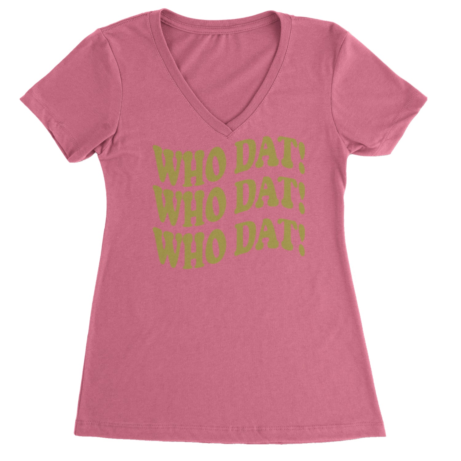 Who Dat Wavy Design Who Dat Nation Ladies V-Neck T-shirt Hot Pink