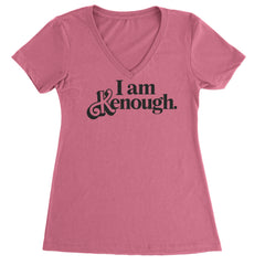 I Am Kenough Barbenheimer Ladies V-Neck T-shirt Hot Pink