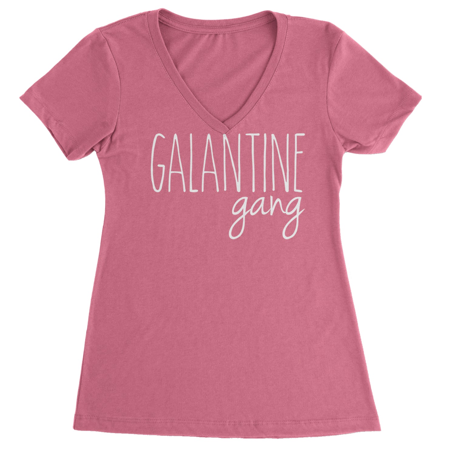 Galentine Gang Valentine's Shirt Ladies V-Neck T-shirt Hot Pink