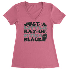 Just A Little Ray of Pitch Black graphic on Women's Lightweight V-Neck T-Shirt alternate view 7