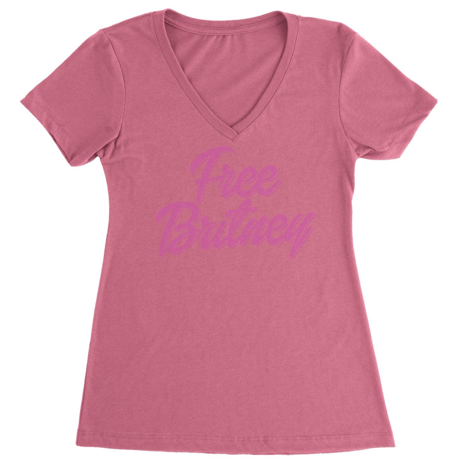 Pink Free Britney Ladies V-Neck T-shirt Hot Pink