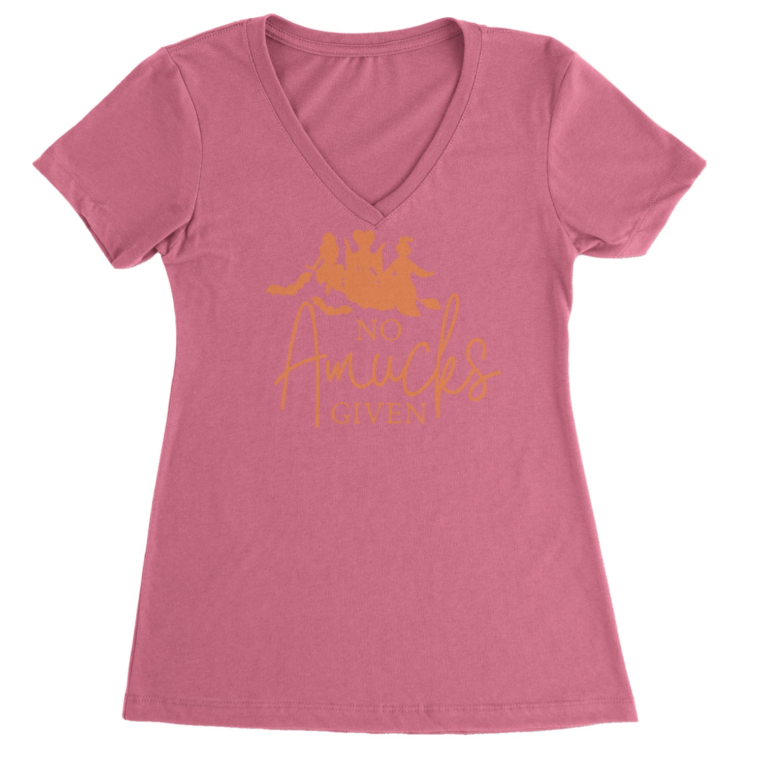 No Amucks Given Hocus Pocus Ladies V-Neck T-shirt Hot Pink