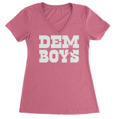 Dem Boys Dallas Football Ladies V-Neck T-shirt Hot Pink
