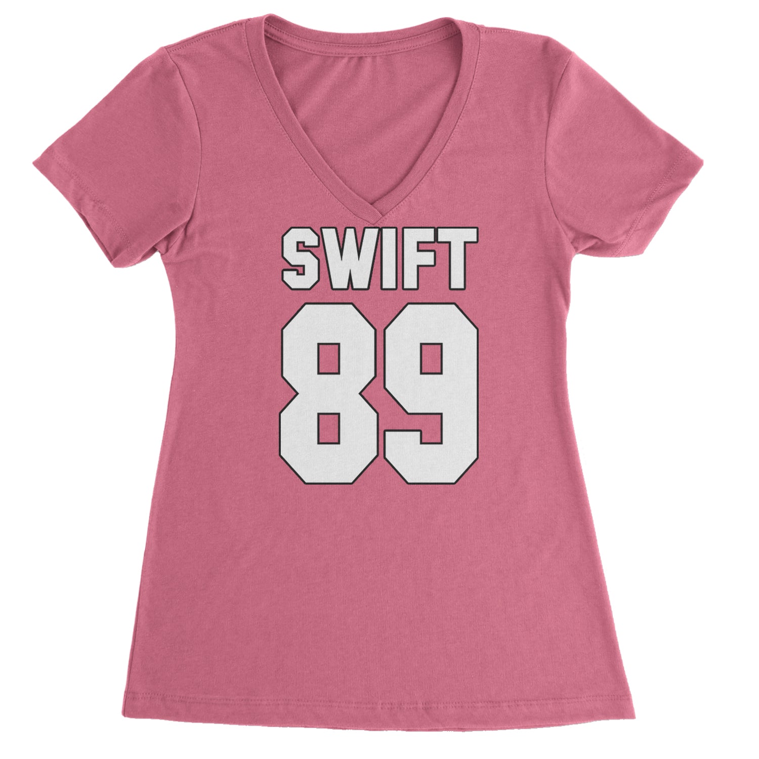 Swift 89 Birth Year Music Fan Era Poets Department Lover Ladies V-Neck T-shirt Hot Pink