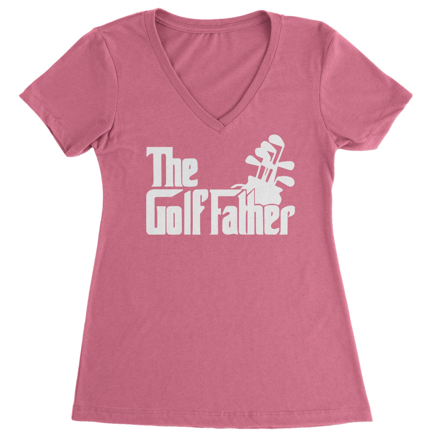 The Golf Father Golfing Dad  Ladies V-Neck T-shirt Hot Pink