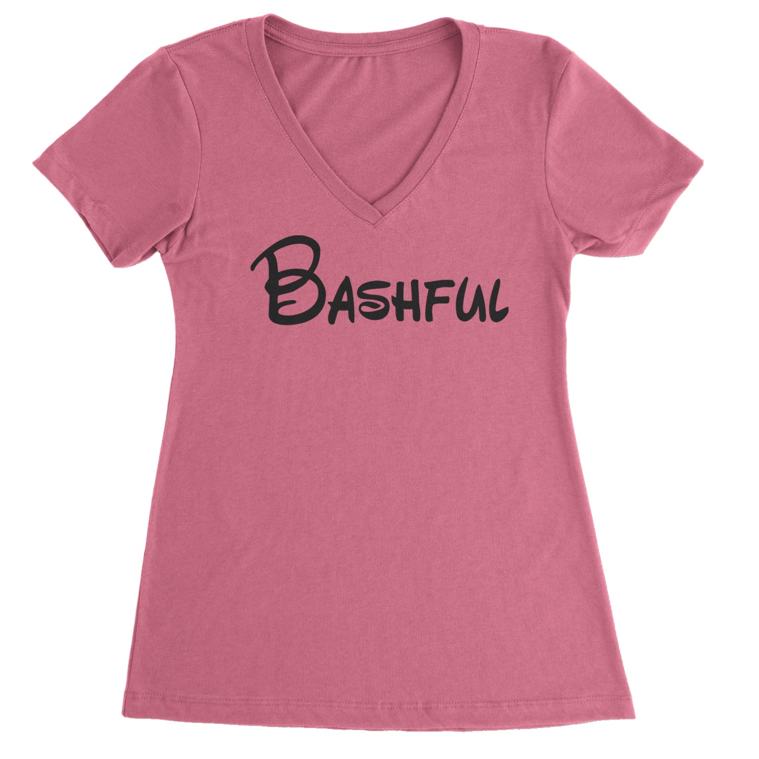 Bashful - 7 Dwarfs Costume Ladies V-Neck T-shirt Hot Pink