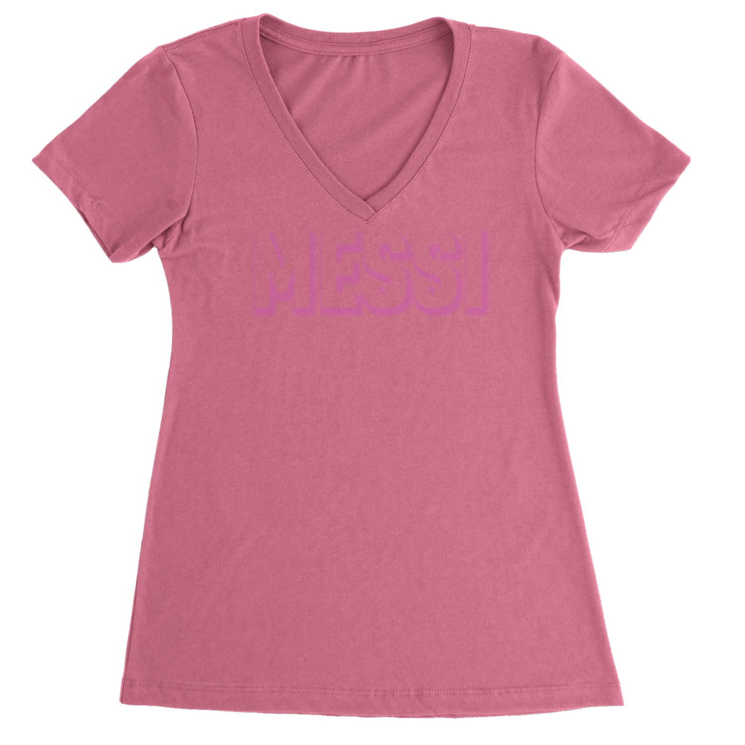 Messi OUTLINE Miami Futbol Ladies V-Neck T-shirt Hot Pink